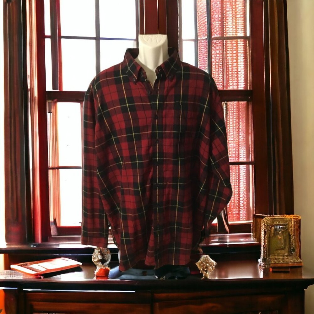 L.L. Bean Men's Scotch Plaid Flannel Shirt, Traditional Fit